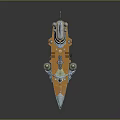 Decorative Fantasy Ship Model With Orange Deck Blue Hull And Ornate Tower