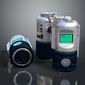 Modern Weapon Control Devices Featuring Silver Blue Design Digital Display And Adjustment Knobs 3d model