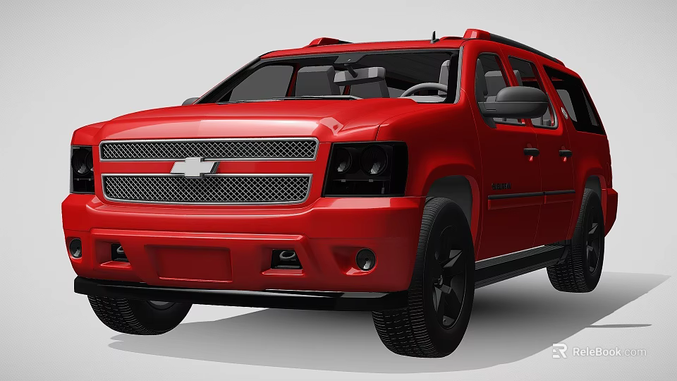 Red SUV Car With Bold Front Grille And Black Wheels 3d model