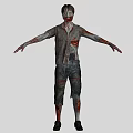 Gory Zombie Character With Tattered Clothes Blood Stains And Open Arms Posture