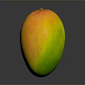 Fresh Ripe Mango Fruit With Vibrant Yellow And Green Skin On Dark Background