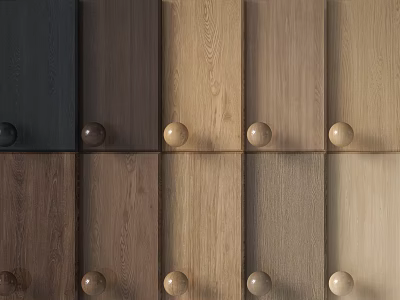 Wooden Wall Panels With Various Colors And Knobs 3d model
