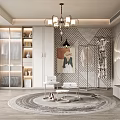 Modern Closet Interior With Wardrobes Clothes Rack Mirror And Round Rug