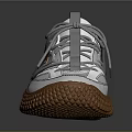 White And Gray Stylish Sneakers With Brown Rubber Sole And Lace Up Design