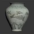 Traditional Ceramic Vase With White Base And Intricate Floral Bird Patterns 3d model