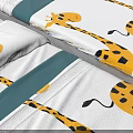 Cozy White Mattress With Giraffe Pattern Bedding And Blue Star Pillows 3d model
