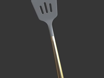 Silicone Spatula With Gray Head And Golden Handle Kitchen Cooking Utensil 3d model