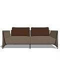 Modern Two Seater Sofa With Brown Cushions And Black Frame Design 3d model