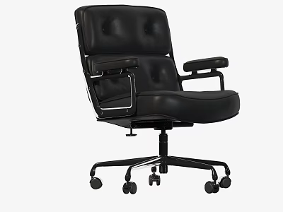 Ergonomic Black Leather Office Chair With Adjustable Armrests And Swivel Wheels Modern Design 3d model