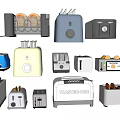 Various Toasters as Essential Kitchen Appliances in Different Styles and Colors