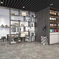 Modern Tobacco and Alcohol Store Interior with Shelves Displaying Wine Bottles Open Layout and Counter