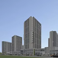 Modern High Rise Residential Buildings With Urban Street View And Cloudy Sky