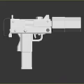 White Futuristic Weapon Design With Grip Barrel And Simple Structure 3d model