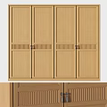 Light Wood Grain Wooden Wardrobe With Four Door Lattice Decoration And Smooth Surface
