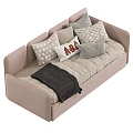 Stylish Pink And Green Sofa Bed Interior With Decorative Pillows And Soft Blankets