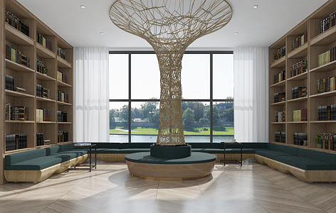 modern library 3d model