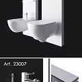 Modern Wall Mounted Bathtub With Black Panel And White Bathroom Fixtures