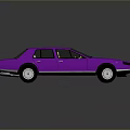 Purple Sedan Car with Four Doors Beige Interior on Gray Background and Reflective Surface