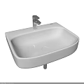 White Square Ceramic Washbasin Featuring Silver Faucet Countertop Design 3d model