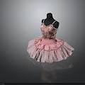 Pink Ballet Dress With Spaghetti Straps And Floral Patterns On Layered Fluffy Skirt