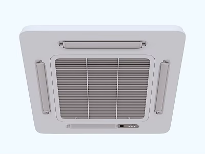 White Ceiling Mounted Air Conditioner Fan With Embedded Grille Panel And Control Buttons 3d model