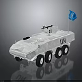 UN Armored Military Vehicle With Machine Gun Blue Flag And Six Wheels Structure