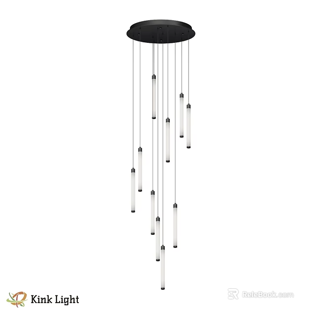 Modern Contemporary Chandelier With Hanging Linear Glass Tubes And LED Lights 3d model 