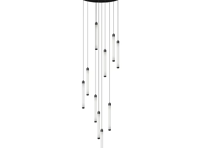 Modern Contemporary Chandelier With Hanging Linear Glass Tubes And LED Lights 3d model