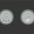 Two Round Analog Meters With Metal Casing Blue Dial And Pointer Indicators
