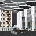 Modern negotiation area sales office sales center front desk lobby rest area 3d model