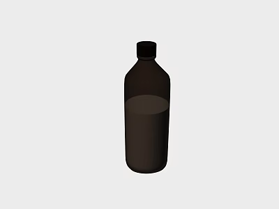 Brown Glass Bottle With Thick Body Small Opening And Some Liquid Inside 3d model