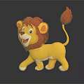 Friendly Cartoon Lion Character With Red Mane And Yellow Body Figure 3d model