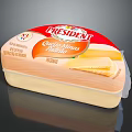 President Queso de Minas Fresco Cheese With Red Yellow Packaging And Sliced Portion