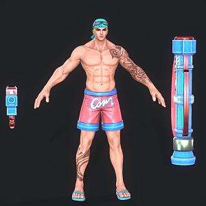 Pool Party Game Character Man Toy Gun 3d model