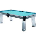 Modern Entertainment Pool Table With Transparent Legs And Blue Felt Surface 3d model