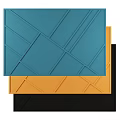 Modern Blue Geometric Wall Decor with Yellow and Black Panel Designs 3d model