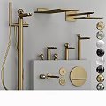Golden Modern Shower System With Faucets Handles And Bathroom Accessories