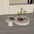 Modern Coffee Table Round Coffee Table Letter Coffee Table Cream Style Coffee Table 3d model