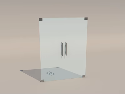 Modern Glass Double Doors With Sleek Metal Handles And Minimalist Design 3d model