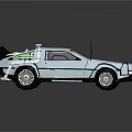 Retro Sci Fi Car Model With Silver Body Gull Wing Doors And Roof Equipment