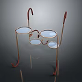 Multilayer Storage Rack With Metal Frame Round Glass Shelves And Red Hooks