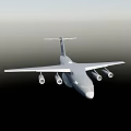 Large Military Transport Aircraft Flying in Clear Blue Sky with Four Engines