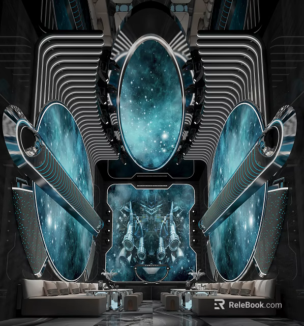 Modern KTV Interior With Starry Sky Theme Lighting And Luxury Decor Design 3d model