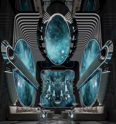 Modern KTV Interior With Starry Sky Theme Lighting And Luxury Decor Design 3d model