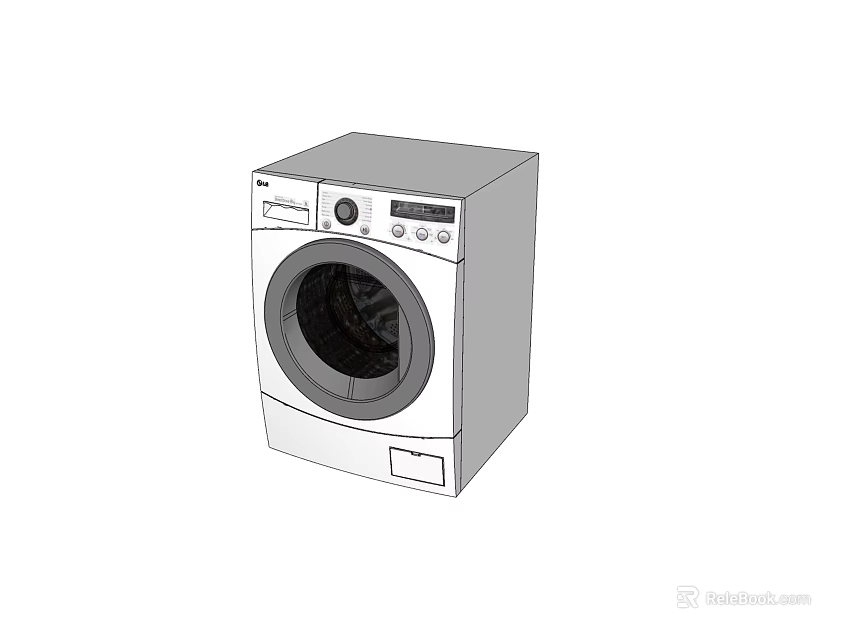 White Front Load Washing Machine With Digital Control Panel And Modern Design 3d model 