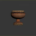 Handcrafted Traditional Ceramic Container With Golden Decorative Patterns On Rim And Base