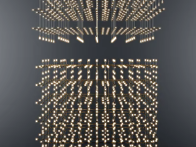Modern Luxury Multi-layered Gold Chandelier Featuring Densely Arranged Bulbs 3d model