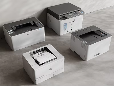 Efficient Modern Office Appliances Featuring Four Different Laser Printers For Workspace 3d model
