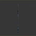 Modern Sleek Metal Spear Featuring Blue Accents And Reflective Surface Design