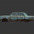 Vintage Blue Rusty Old Car with Classic Design and Weathered Exterior